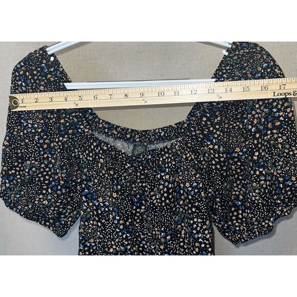 Wild Fable Dress Women's Small Puff Short Sleeve Tiered Printed Mini - Picture 3 of 5